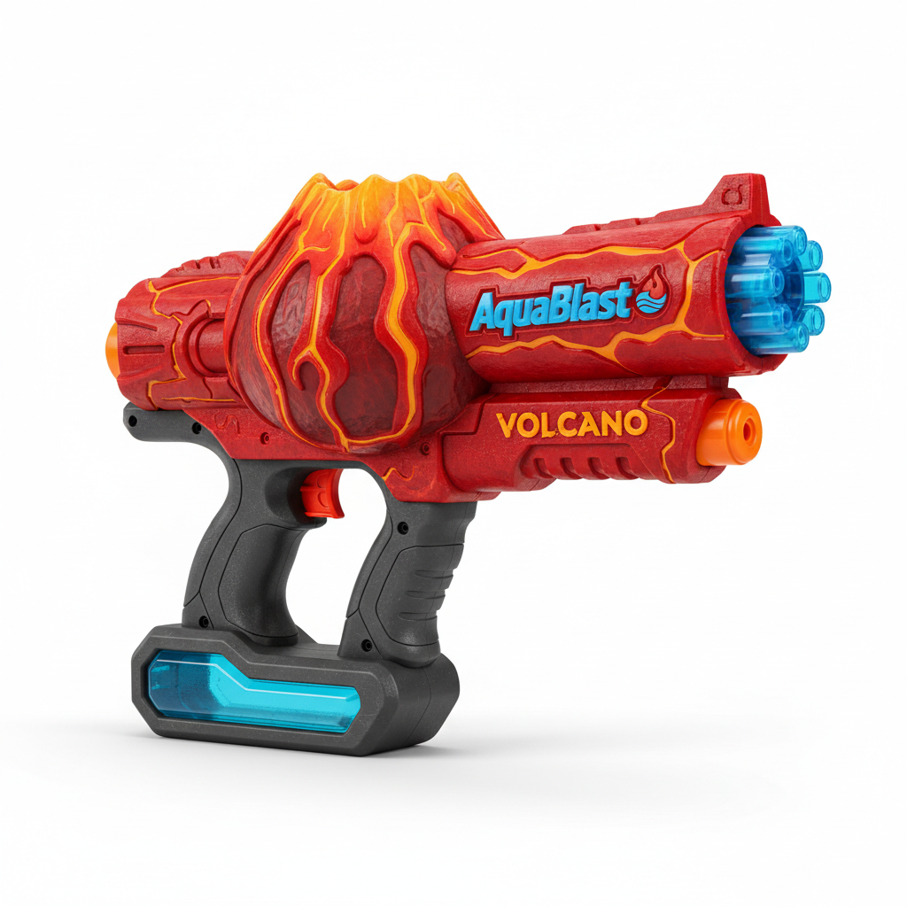 AquaBlast Volcano pistolet à eau rouge et orange